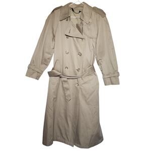 London Fog Trench Coat Womens 6 Regular Beige Belted Double Breasted Khaki